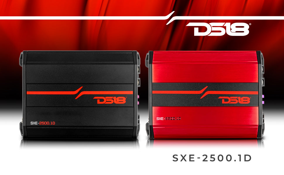DS18 SXE-2500.1D Class D 1-Channel Monoblock Car Amplifier 800 x 1 RMS @1 Ohm 2500 Watts - Black