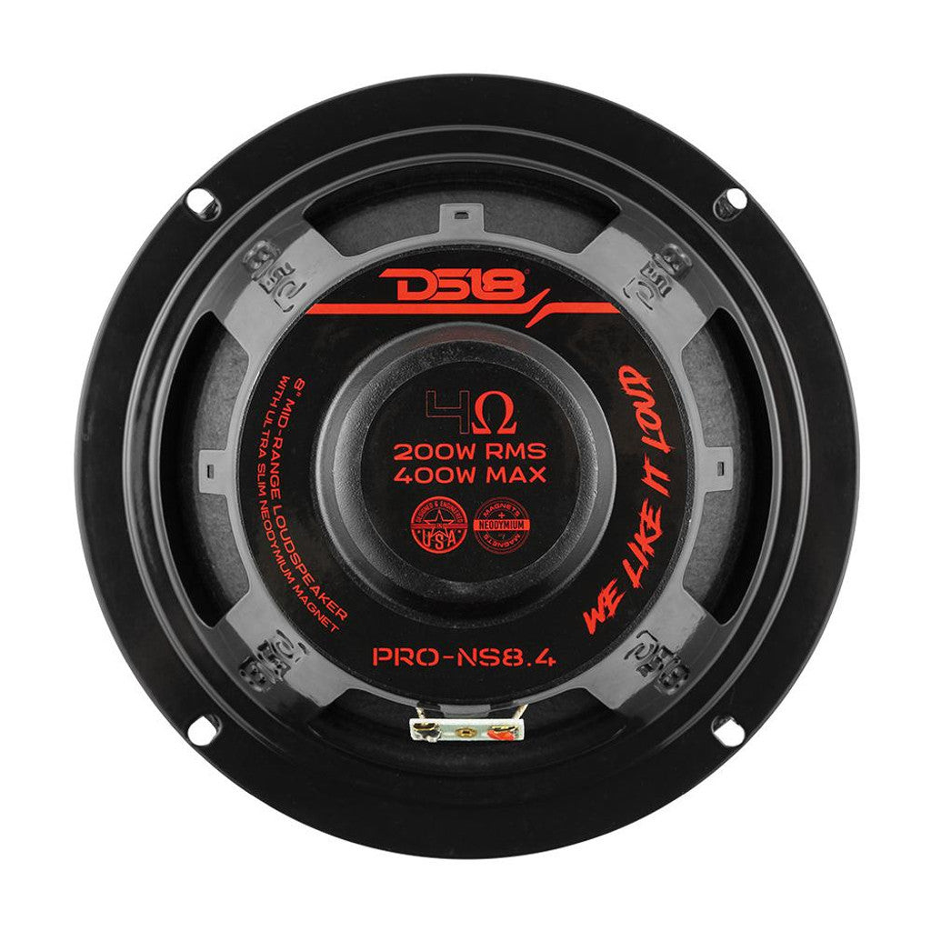 PRO 8" Shallow Neodymium Full-Range Loudspeaker 200 Watts Rms 4-Ohm