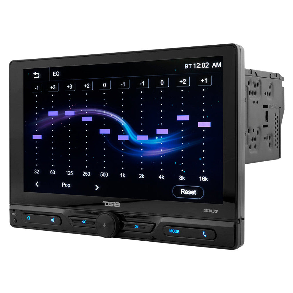 DS18 DDX10.5CP 10.5" Touchscreen Mech-Less Double-Din Head Unit with Bluetooth, Mirror Link And Apple Car Play