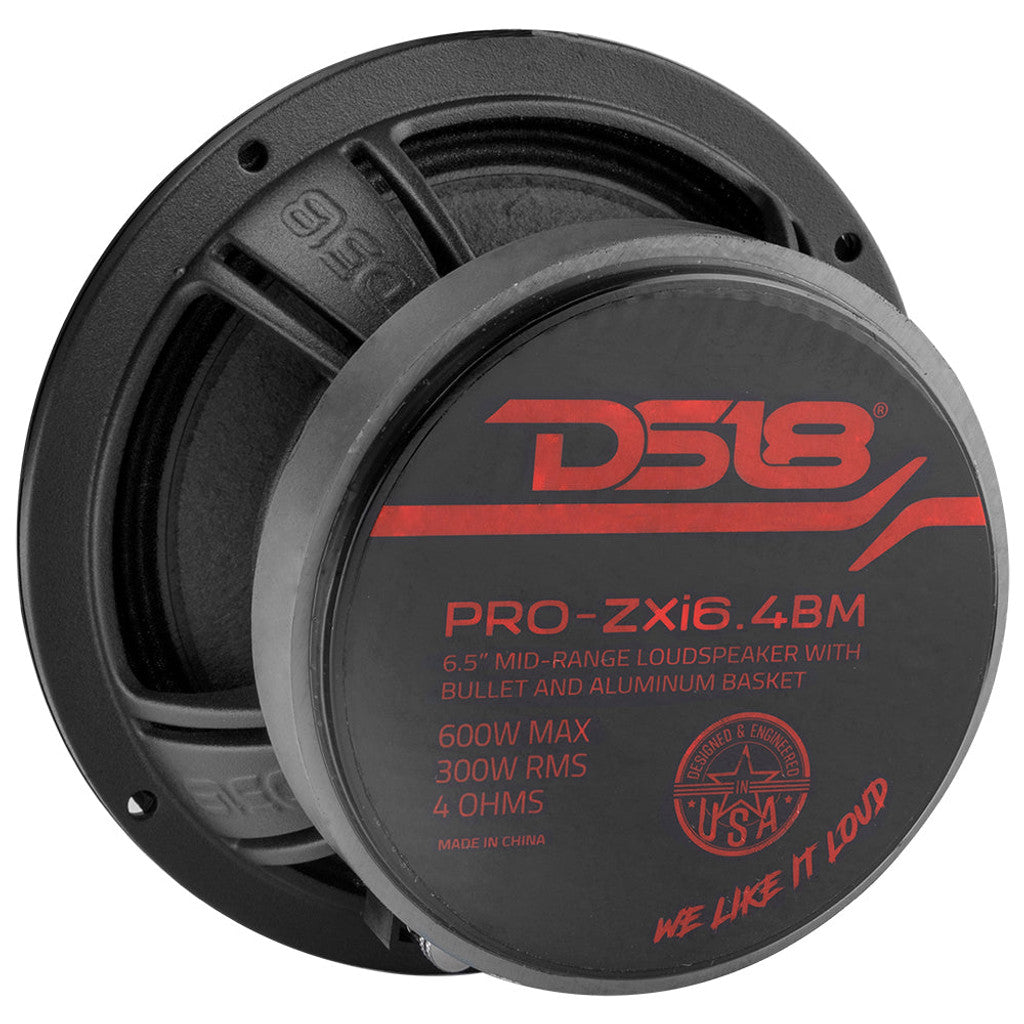 DS18 PRO-ZXI6.4BM 6.5" Mid-Range Loudspeaker with Bullet 600 Watts 4-Ohm